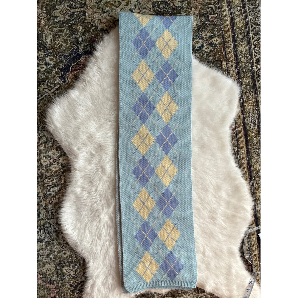 Light Blue Argyle Knit Scarf - Picture 4 of 7